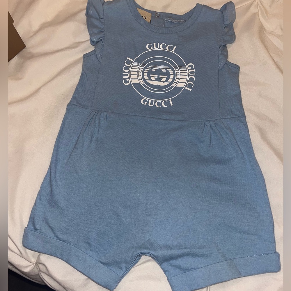 Gucci Baby One-piece Romper. Pale Blue. 6-9month